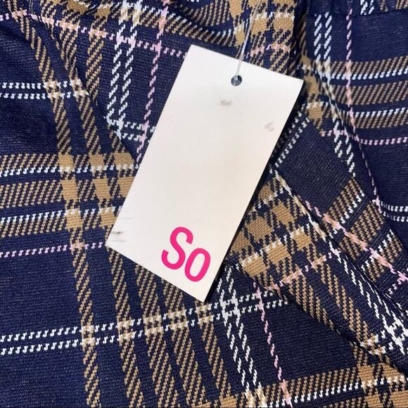 NEW - SO Juniors plaid school girl pleated skirt in navy and mustard color SZ XL - Picture 5 of 9